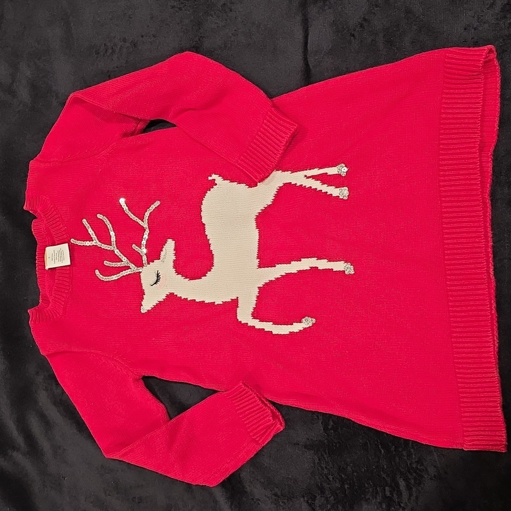 Red Reindeer Sweater Dress Size 5t